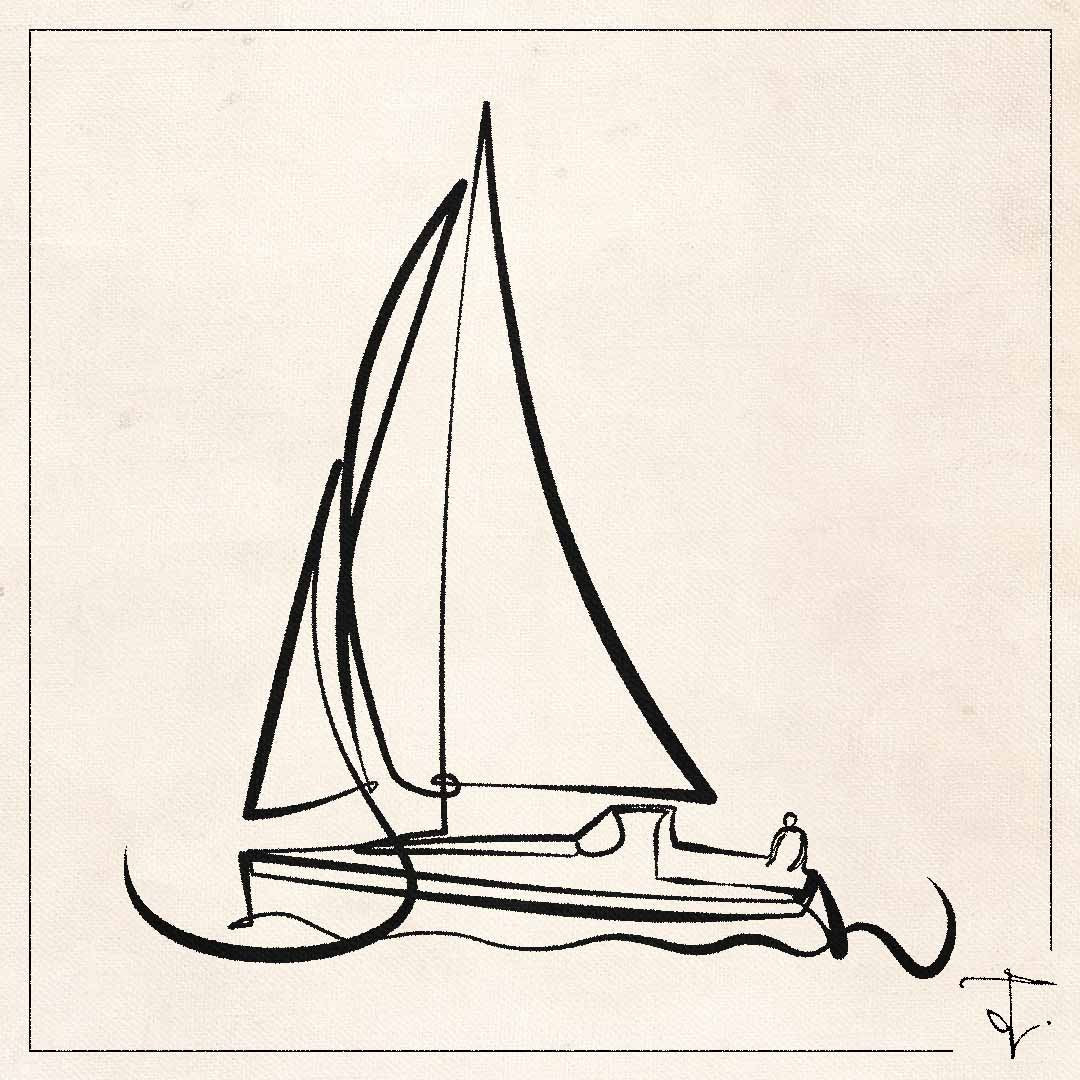 boat one line drawing line art lineart