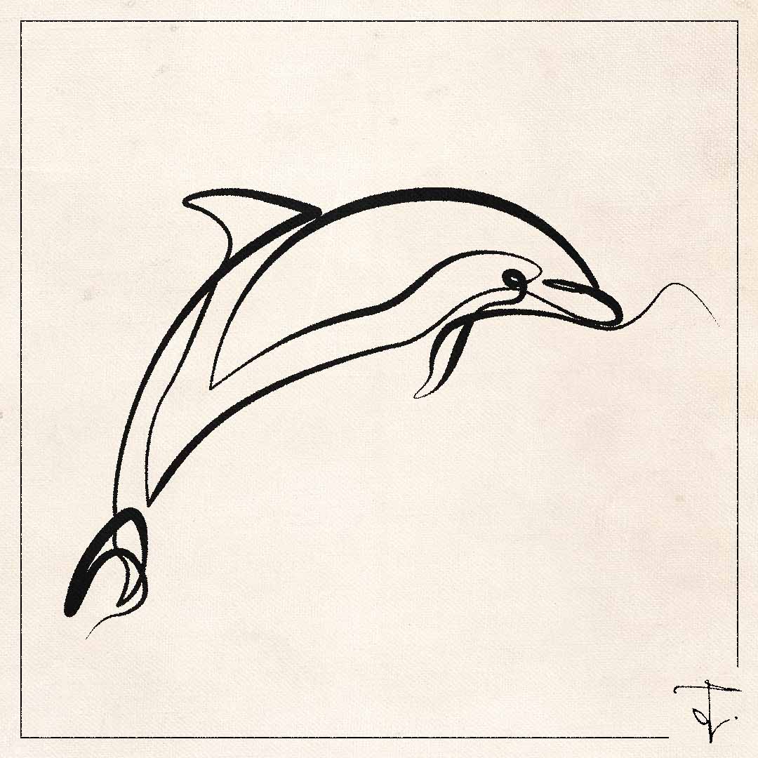 line art one line drawing lineart sketch dolphin