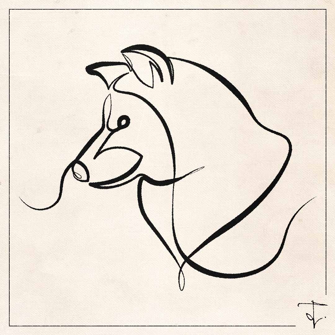 line art one line drawing lineart sketch dog wolf