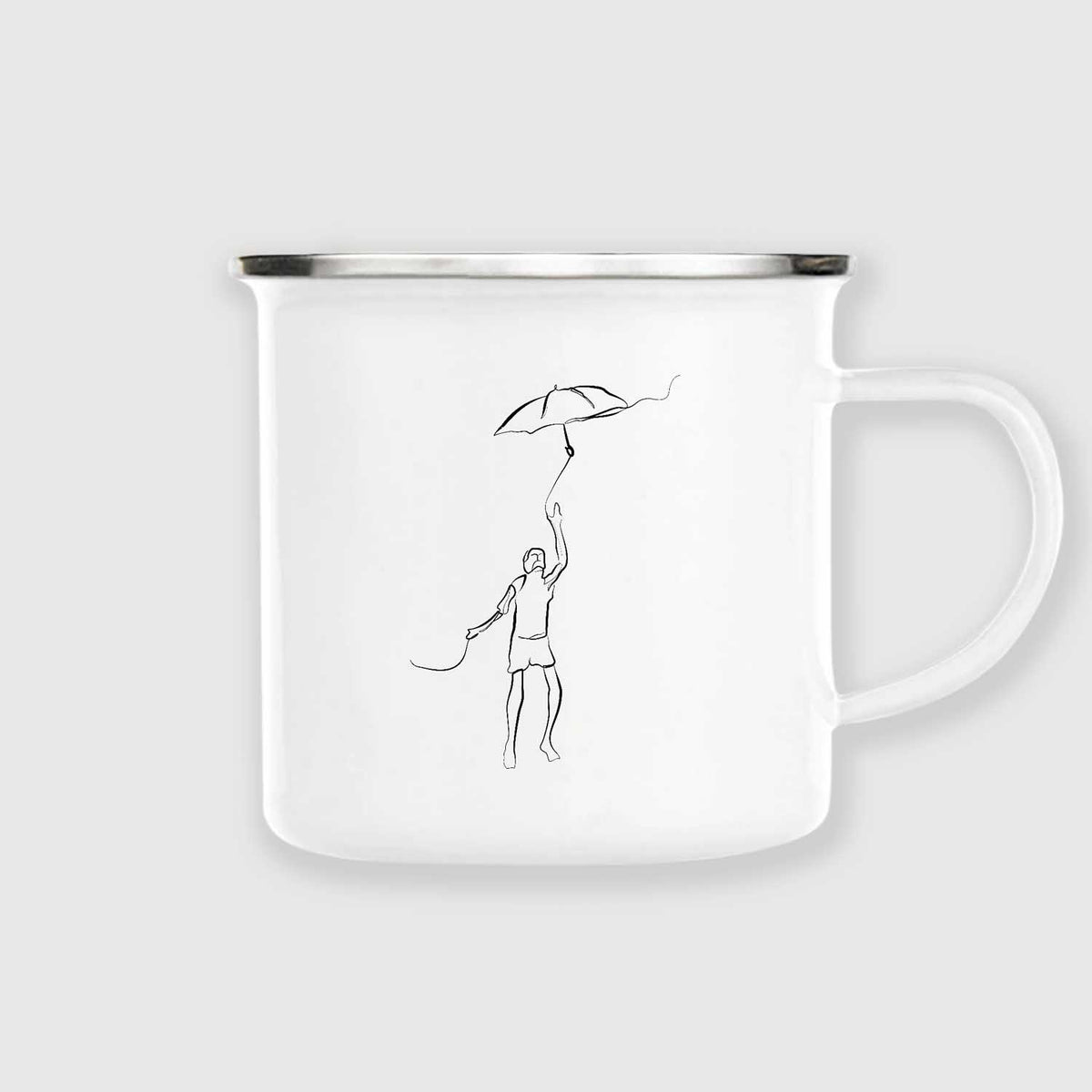 Boy with the umbrella | Enamel mug